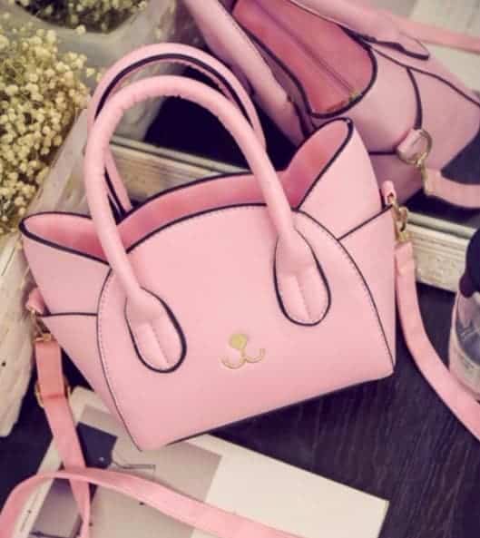borsa rosa a forma di gatto