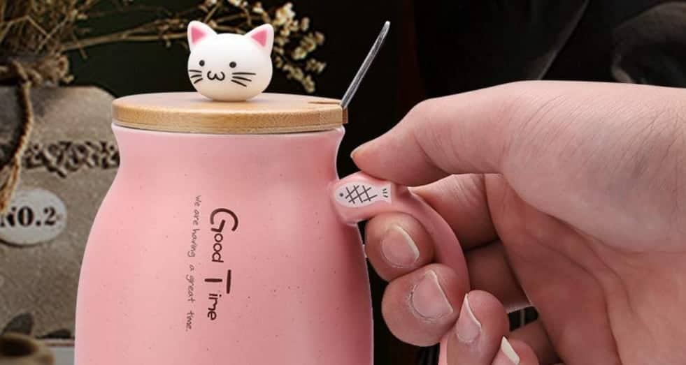 Una tazza di gatti smalto Pin gatto tazza di caffè tazza spille borsa spilla cartone animato animale gattino distintivo gioielli regalo per bambini amici 
