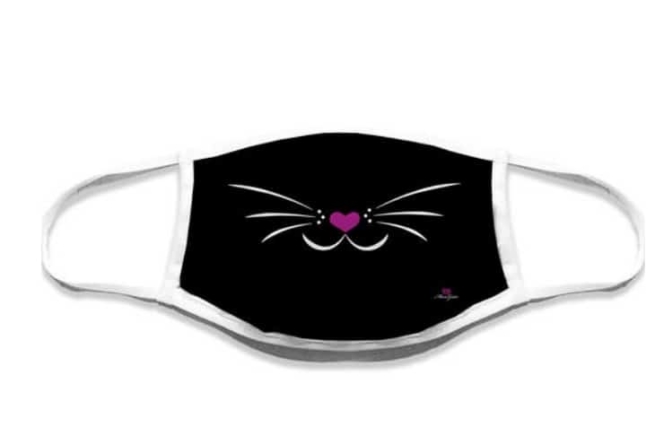 Mascherina lavabile musetto gatto nera